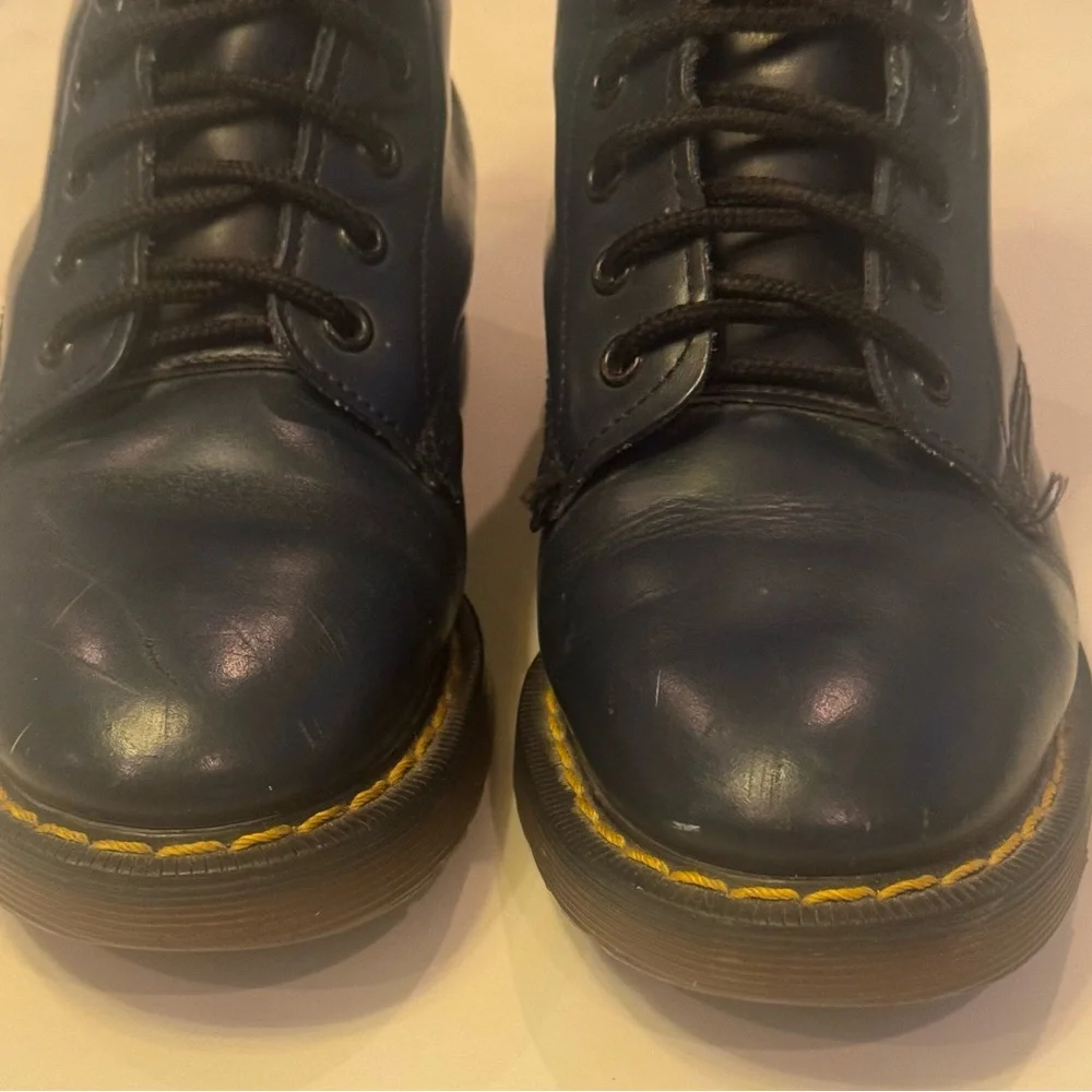 DOCTOR MARTENS Dark Blue Leather Combat Boots Women’s Size UK 4 / US 6/ EU 37 - Picture 3 of 15